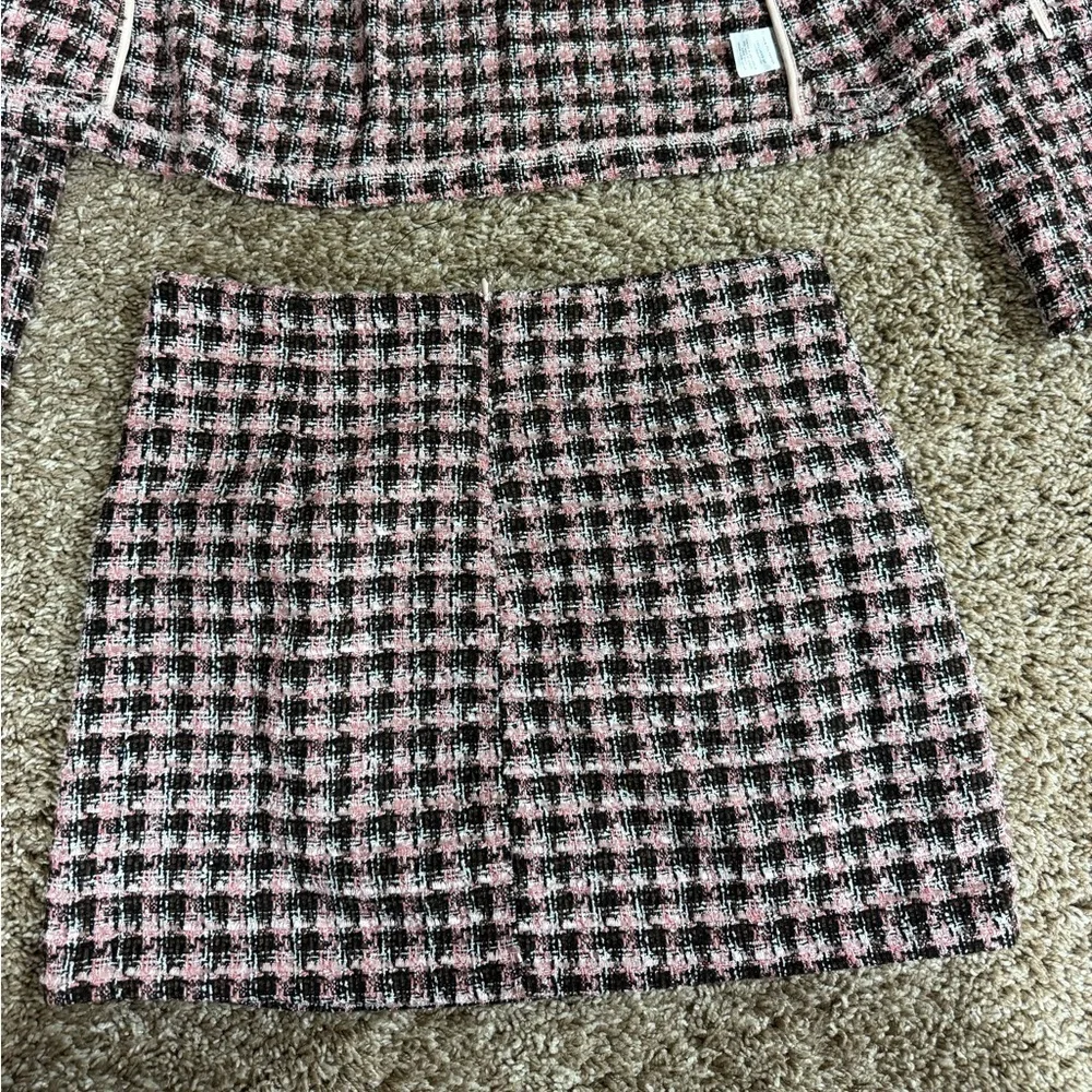 Lulu's Black, brown & pink boucle Blazer and Skirt Set size M/S
